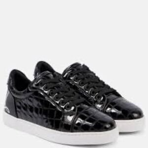 CHRISTIAN LOUBOUTIN Fun Vieira croc-effect leather sneakers - Authentic